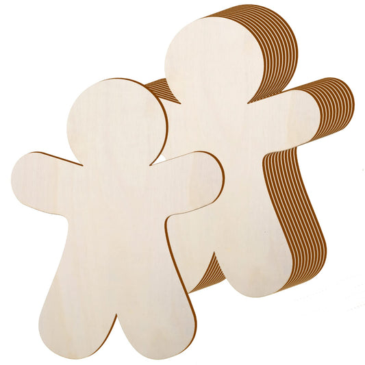12 Pcs Large Wooden Gingerbread Man Cutouts, 12 Inch Unfinished Wood Gingerbread Man Shaped Ornaments Blank Christmas Decorations for DIY Crafts Xmas Winter Party Decor Door Hanger, 5mm Thick