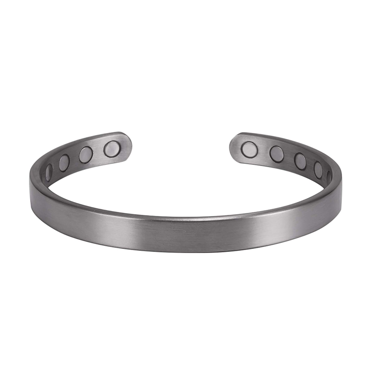MagnetRX® Magnetic Bracelets for Men & Women - Elegant Bangle Men’s Cuff - Golf/Tennis Elbow & Balance, Stainless Steel Magnetic Bracelets for Women (Brushed Silver, Large (Pack of 1))