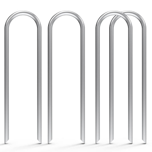 MySit 6 Inch 150 Pack U Shaped Garden Stakes, Heavy Duty 11 Gauge Galvanized Drip Irrigation Stakes Landscape Staples for 1/2" to 1-1/2" Soaker Hose, Weed Barrier, Yard Decorations, Fencing