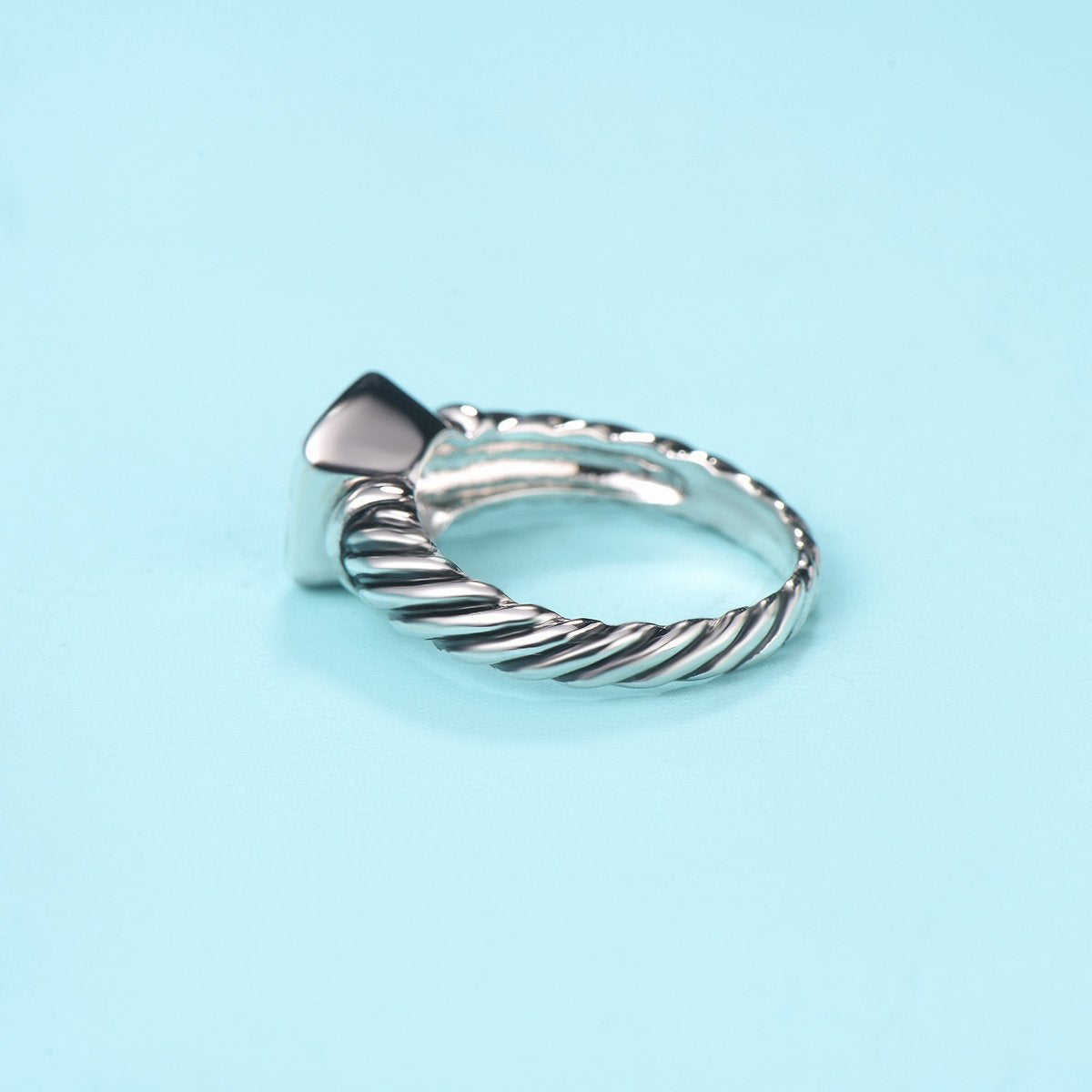 UNY Jewel Petite Ring Twisted Cable Wire CZ Designer InspiTwo Tone Black Fashion Brand David Women Jewelry Christmas Valentine Gifts (Two Tone Black, 7)