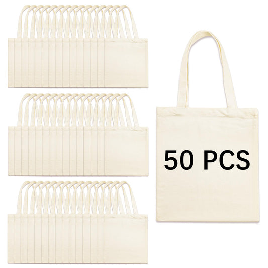 ORJ 50 PCS 13 x 15 Inch Sublimation Blank Canvas Bags Bulk, Tote Bags for Sublimation, Canvas Tote Bags DIY Custom Shopping Bag