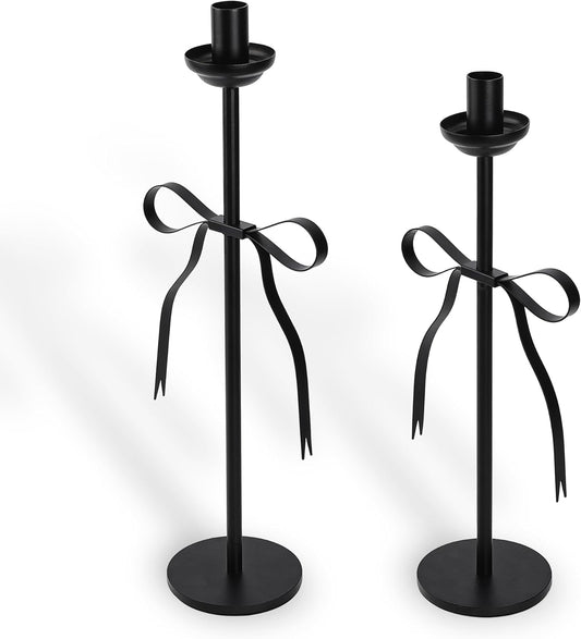 Regine Switzerland Black Taper Candlestick Holders - Set of 2 Modern Metal Candle Stands for Dining Table Decor