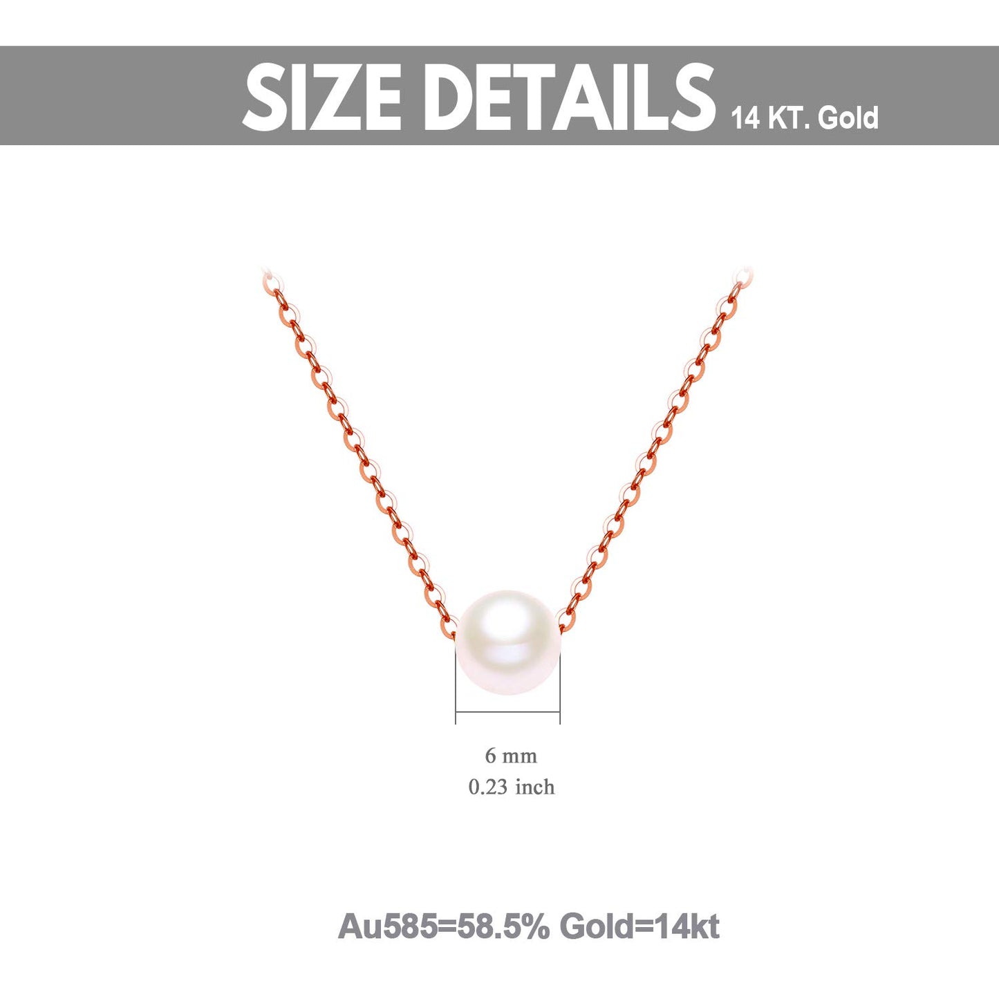 14K Solid Gold Pearl Necklaces for Women, Real Freshwater Cultured Pearl Choker Necklaces Fine Jewelry Gifts for Her, Mom, Wife 16"-18"