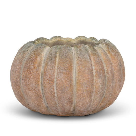 Abbott Collection Low Cement Pumpkin Indoor and Outdoor Planter Pot (4" H, 4.5" Opening)