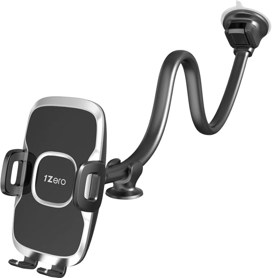 1Zero 14-Inch Solid Car Truck Phone Mount Holder with Gooseneck Long Arm, Windshield Window Mobile Holders