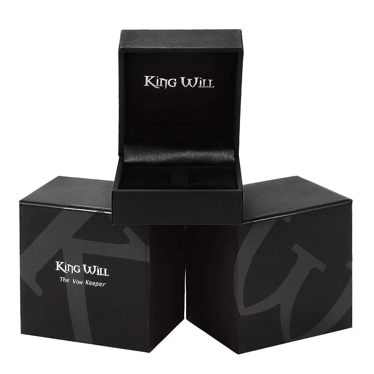 King Will 7mm Men's Black Wedding Ring - Brushed Matte Surface, Beveled Polished Edge, Comfort Fit Size 9.5