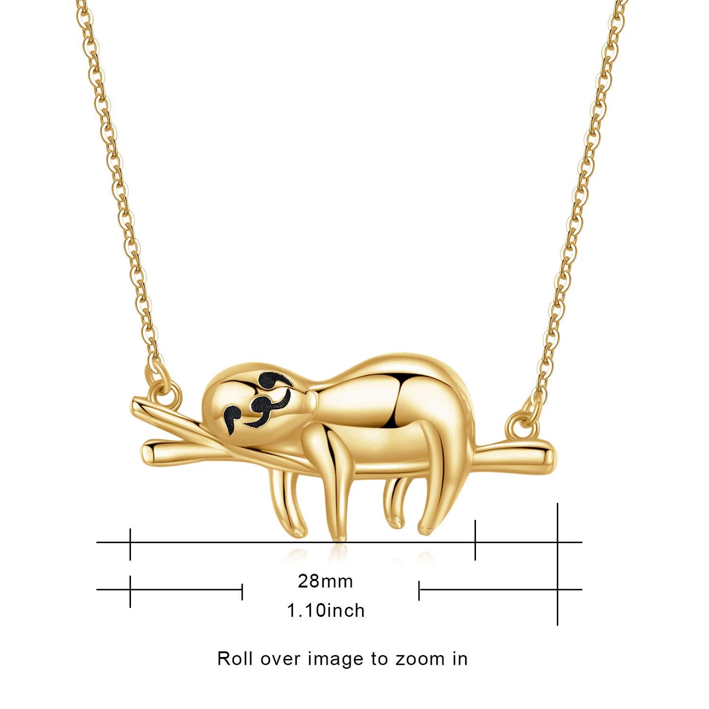 JUSTKIDSTOY Sloth Gifts for Women 925 Sterling Silver Cute Gold Sloth Animal Pendant Necklace “Slow Down Be Happy” Animal Jewelry Valentines Day Gifts for Girlfriend Wife Daughter