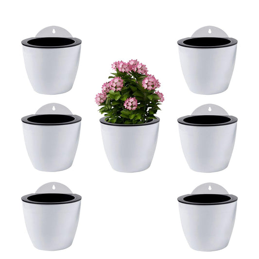 ShoppeWatch Wall Planters for Indoor Plants 7 Pack | Hanging Planters Large 7 Inch with Hooks | Wall Pots for Plants | 7.28 x 6.1 inches - PL35