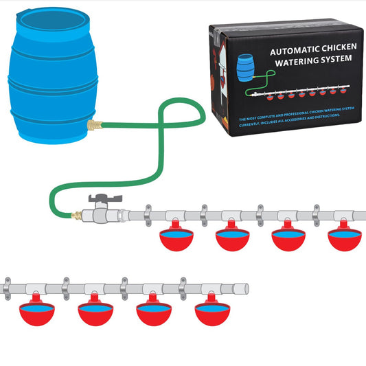 Automatic Chicken Watering System with 1/2" PVC Pipe & Hose Connector Kit, Leak-Proof and Easy-Assembly Chicken Drinker for Coops, Compatible with Water Tanks