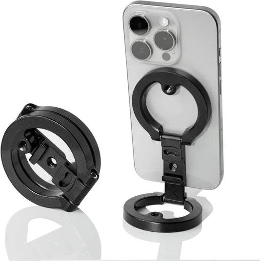Amlanpin 1/4" Dual Magnetic Phone Holder, Screw Tripod Mount, Gym Magnetic Phone Stand for Car (Black)
