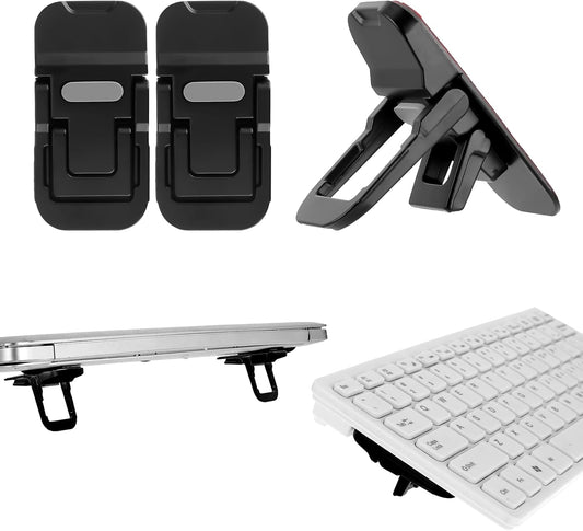 Bewudy 2 Pcs Portable Keyboard Stand, Dual Tilt Angle Adjustment, Foldable Laptop Riser, Self-Adhesive Feet for Most