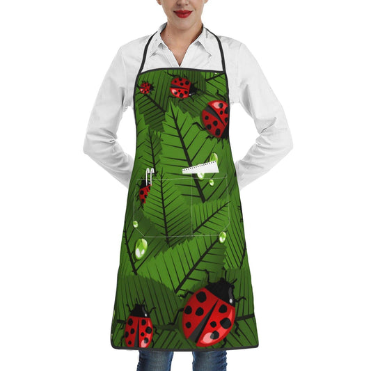 DCEHGEW Apron Gift Leaves And Ladybugs Print Apron,Women Girls Cooking Kitchen Apron With Pockets