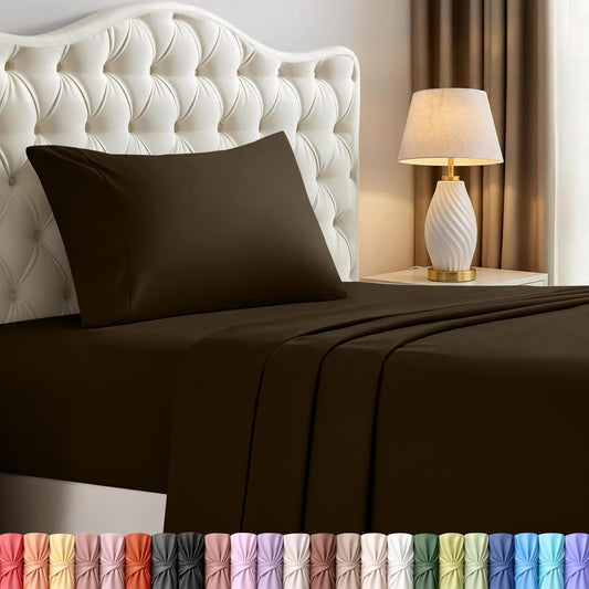 Utopia Bedding Twin Sheet Set - Soft, Breathable Microfiber | 3-Piece Bed Sheets in Brown