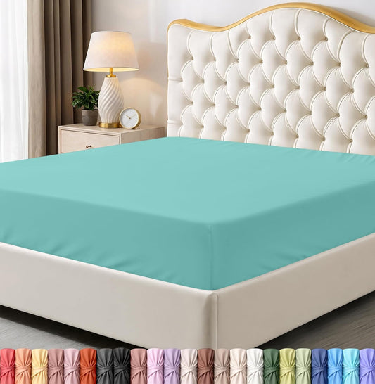 Utopia Bedding King Fitted Sheet - Soft Microfiber - Deep Pocket - Spa Blue - Fade Resistant & Easy Care