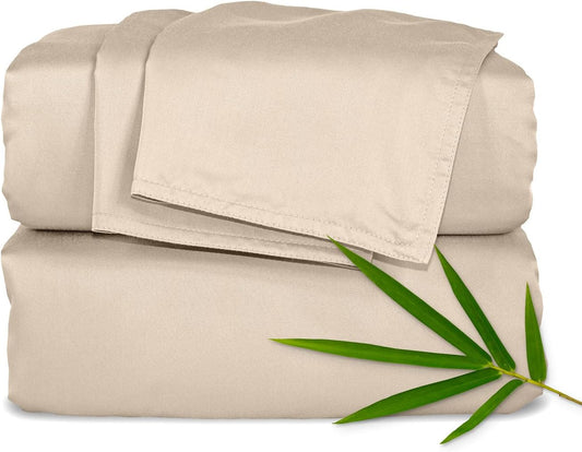 Pure Bamboo King Sheets - Luxuriously Soft 100% Organic Viscose Bed Sheet Set | Cooling & Durable (King, Almond)