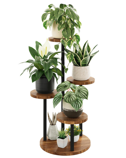 Bamworld Plant Tables Indoor Corner Plant Stand Tall Metal Wood Plant Shelf Outdoor Indoor Plant Table Rack 4 Tier Tier Plant Stand Garden Accessories for Living Room Balcony Patio