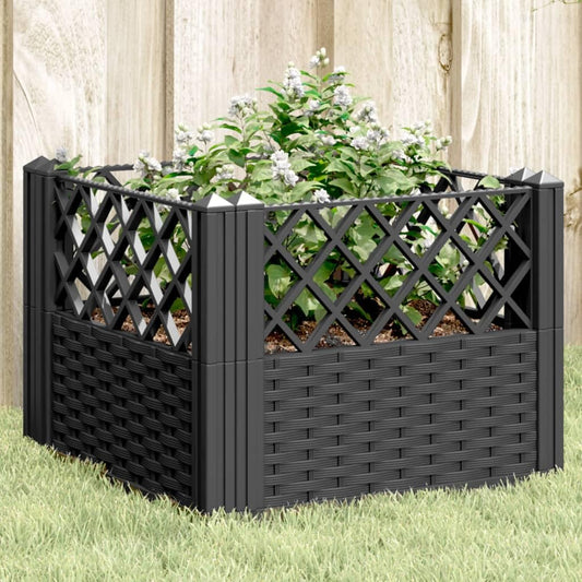 WRJENFSC Black Basketweave Raised Garden Planter 17.1 Inch Square Outdoor Planter Box with Modular Design Lightweight Polypropylene Construction for Patio Garden and Vegetable Planting