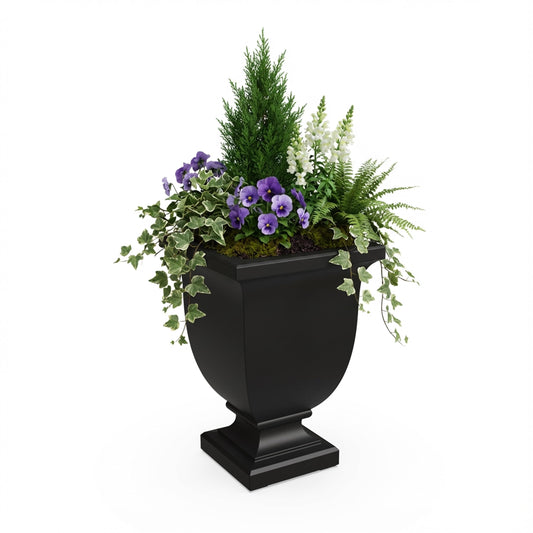 Mayne Augusta 26-Inch Tall Planter – Self-Watering, Weather-Resistant Planter for Flowers – Durable Indoor/Outdoor Design for Patio, Porch, or Entryway