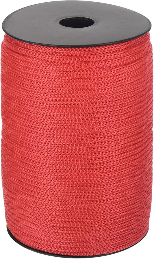 MECCANIXITY 5/32 Inch Polypropylene Rope Braided Ropes, 328ft Camping Rope Hollow Utility Cord for Clothesline, Hiking, Outdoor, Red