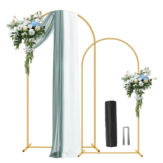 Metal Arch Backdrop Stand 7.2FT+6FT Wedding Arch Backdrop Stand Set of 2 Gold Arch Backdrop Stand for Valentines Day Party Wedding Ceremony Baby Shower Birthday Floral Balloon Decration