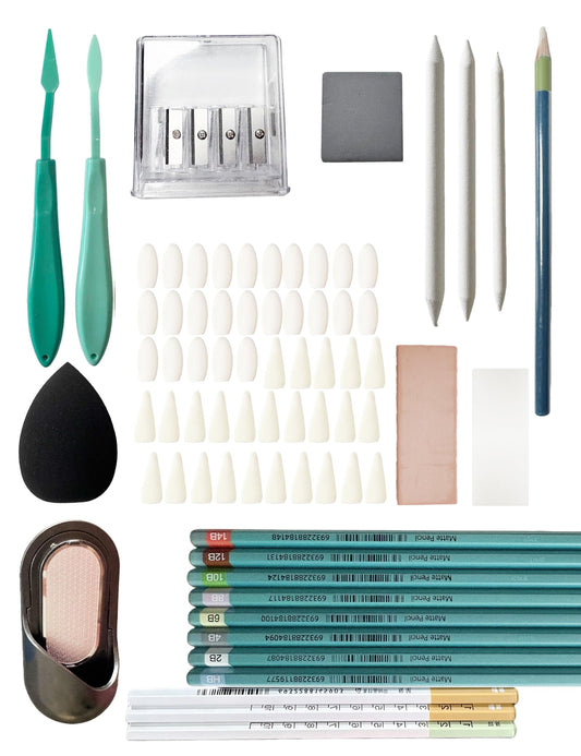 Sketching Set, Essential Drawing Kit with 73 Pieces, Including Matte Pencils, Charcoal,Kneaded Eraser,Blending Stumps,Artist's Long-Point Sharpener, Pencil Grinder, Scrapers, etc.(A.73 Pieces)