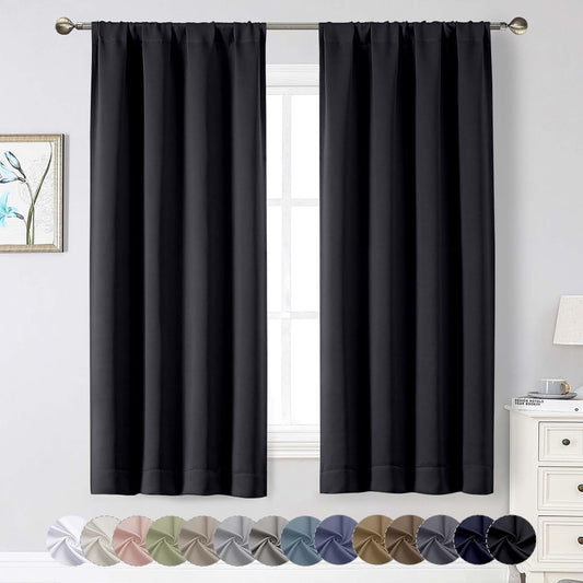Skiennix Blackout Curtains - Soft Thermal Insulated Room Darkening Window Treatments | 63" Length, 2 Panels Set