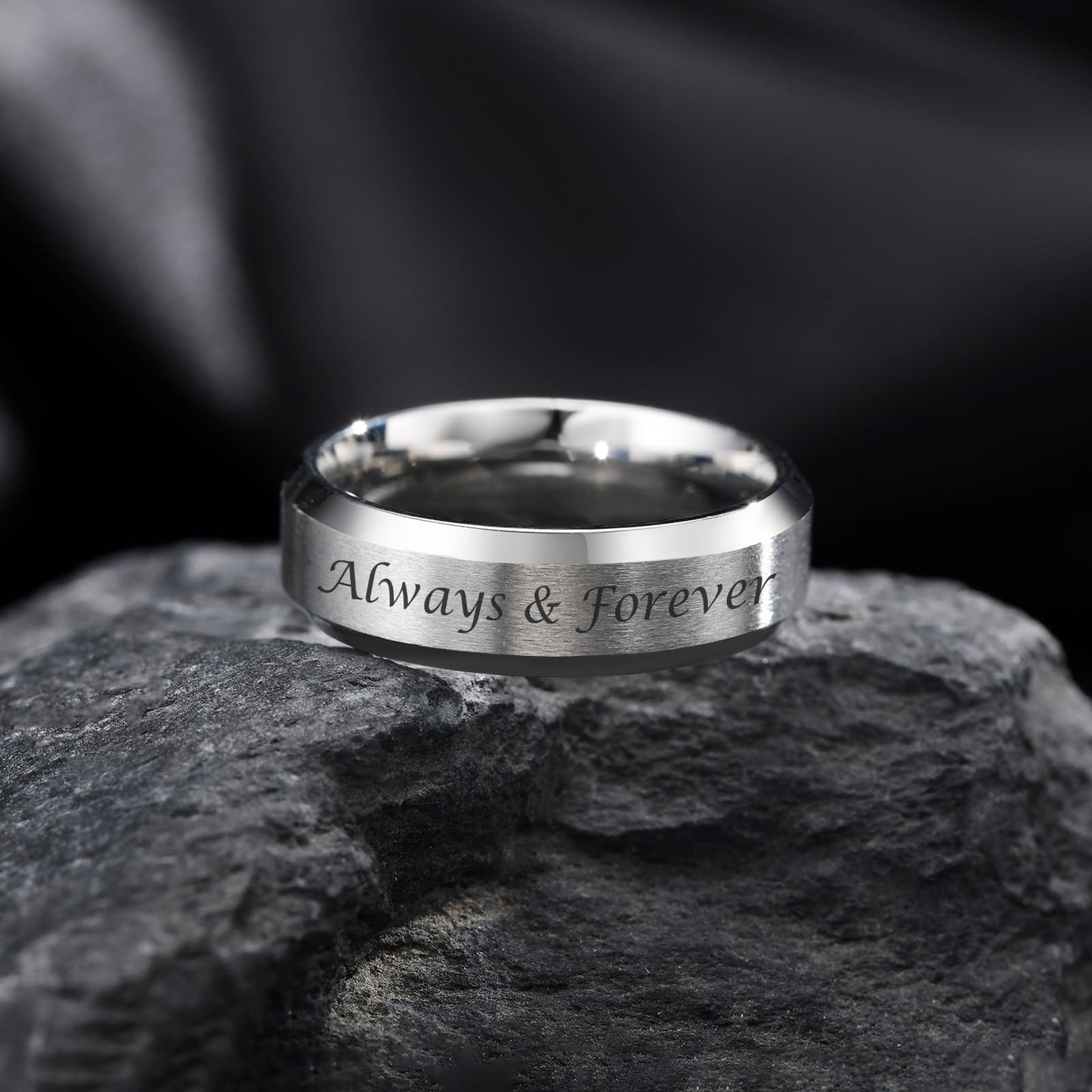 VNOX Customize Personalized 6MM Stainless Steel Simple Matte Brushed Finish Wedding Band Engagement Rings for Men Women,Size 10