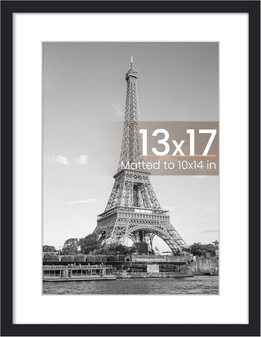 Upsimples 13x17 Picture Frame - Versatile Display for 10x14 or 13x17 Photos, Black, 1 Pack