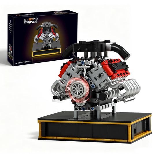 MOCBURIKU V8 Engine Building Set, Build Your Own Mini V8 Model Engine Kit that Run with Battery and Motor, 8-Cylinder Car Model Engine Building Toys for Adults Kids Age 14+ (1079PCS)