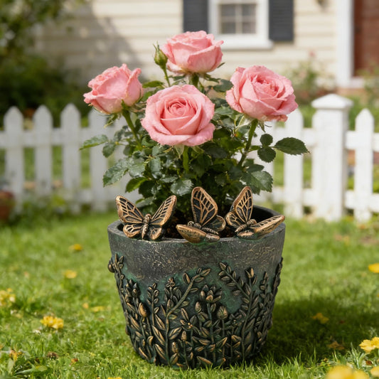 Juliahestia Butterfly Decorative Planter for Indoor Outdoor Resin Plant Pots Small Garden Flower Pot for Succulent Cactus Balcony Porch Patio Railing Office Gardening Lovers Women Home Decor