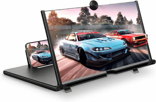 12" 3D Smartphones,12 inches for Mobile Phone Screen Magnifier HD Projector Screen for Movies, Videos, Foldable Stand
