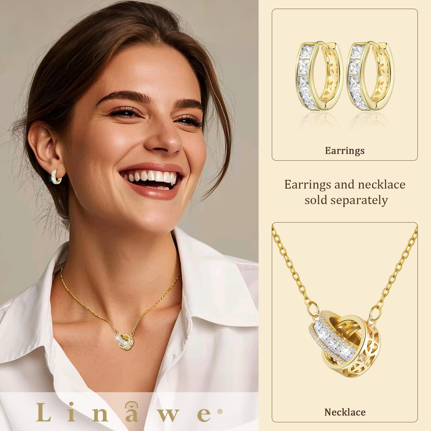 Linawe Moissanite Earrings, Gold Hoop Stud Earrings for Women Trendy, Cubic Zirconia Tragus Piercing Huggie Earrings, Helix Small Hoop Cartilage Earrings, Mini Chunky Tiny