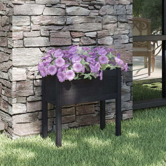 MBDRKVGF Large Garden Planter Box, 27.6-inch Square Wooden Flower Pot for Outdoor Patio, Balcony and Backyard, Matte Black Solid Pinewood Decorative Raised Bed