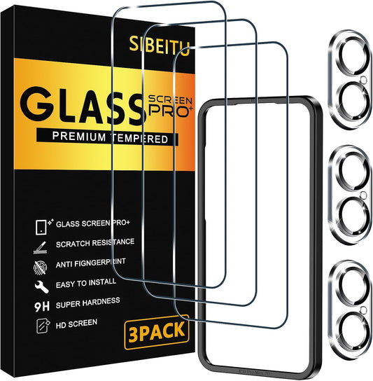 3 Pack 17 3 Pack 6.3 Inch 9H SIBEITU Screen Protector for iPhone with Camera Lens Tempered Glass Protector +