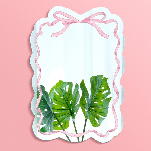 Leinuosen Pink Bow Magnetic Locker Mirror 5 x 7'' Small Acrylic Mirror with Magnetic Backing for School Locker, Cute Lockers Decoration Lockers Accessories for Girls Dorm, Office Cabinet(Stylish)