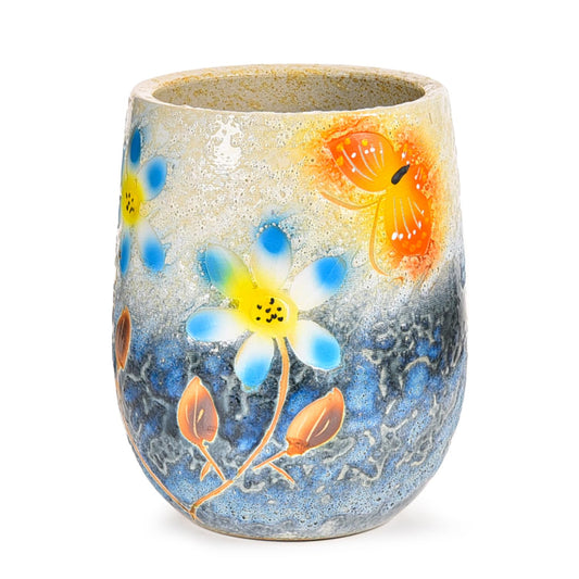 Sungmor 10.6 Inch Ceramic Succulent Plant Pot with Drainage Hole, Hand Painted Flower Pots for Plants, Unique Texture Decorative Planter for Indoor and Outdoor, Pottery Vase for Home Office Decor