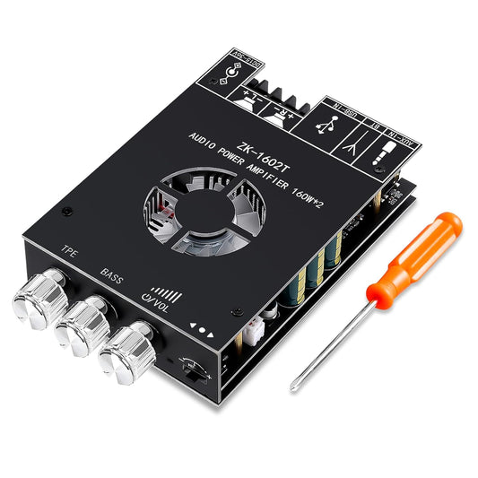 ZK-1602T Board,160W+160W 2.0 15-36V, Daakro Bluetooth Amplifier Channel Amp Board with Treble and Bass Control,DC
