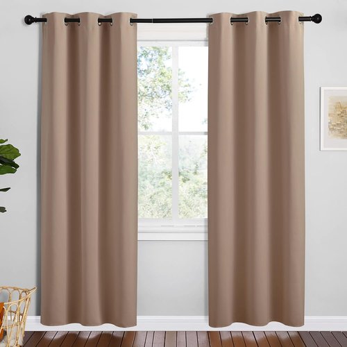 NICETOWN Blackout Curtains - Thermal Insulated Grommet Drapes, Set of 2, 42x78 Inch, Cappuccino