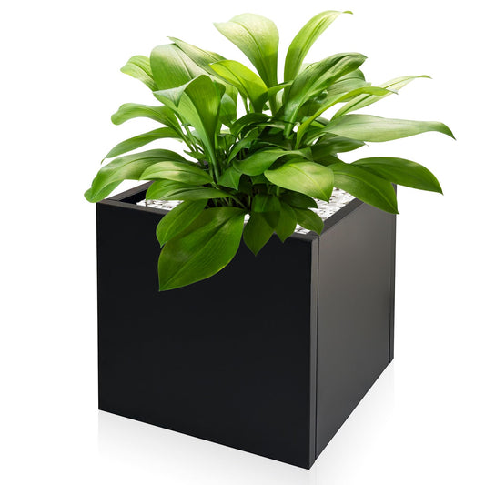 Srehloe Metal Planter Box for Outdoor Plants 16" x 16" x 16" Large Square Planter Cube Steel Heavy Duty Flower Pot with Insert Shelf and Drainage Holes Suitable for Patio Yard Garden Porch Hotel