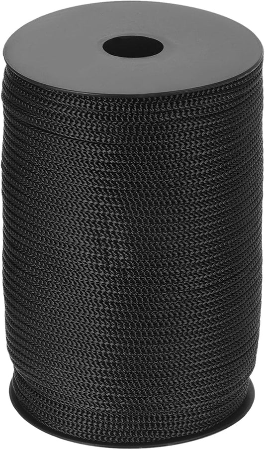 MECCANIXITY 3/16" Polypropylene Rope Braided Ropes, 328ft Camping Rope Hollow Utility Cord for Clothesline, Hiking, Outdoor, Black