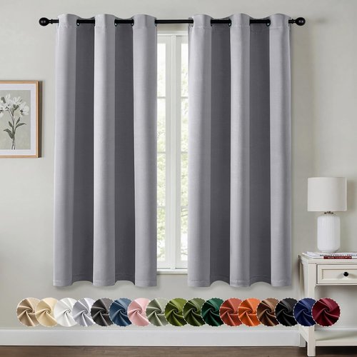 MIULEE Light Grey Blackout Curtains - Thermal Insulated Room Darkening Drapes | 54 Inch, 2 Panels