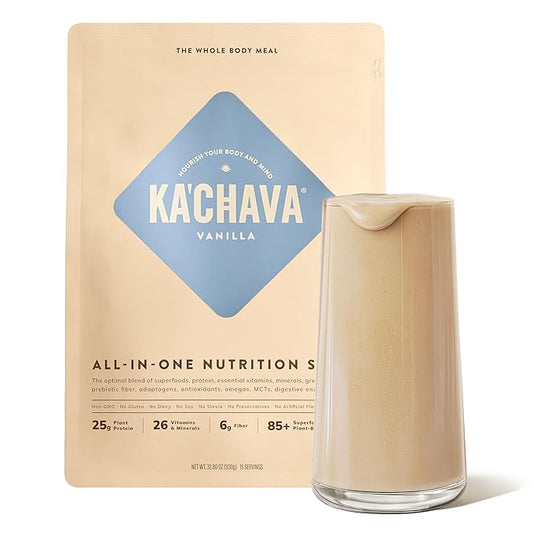 Ka?™Chava Whole Body Meal Shake Vanilla 2 lb ??Vegan Protein Powder with 85+ Superfoods & Greens ??Plant-Based Meal Replacement with Probiotics & Digestive Enzymes ??Gluten & Dairy Free (15 Servings)
