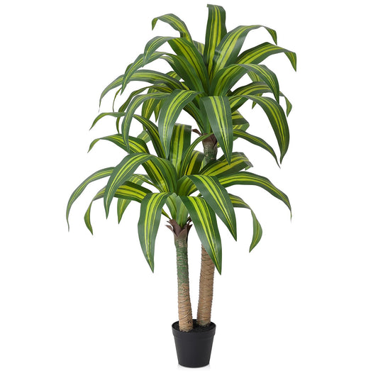 VeriNatural Artificial Dracaena Tree 4FT – Faux Silk Tropical Yucca Plant with Cement-Weighted Pot – Realistic Fake Tree Indoor Floor Decor for Bedroom, Office, Porch, Home Living Room, VN225