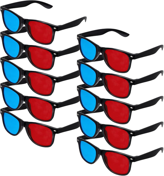 10pcs 3D 3D 5.7 Inch MECCANIXITY Red Blue Viewing Glasses, Plastic Movies Glass for TV Anaglyph Stereoscopic Projection