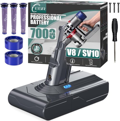 EGR V8 Battery Replacement for Dyson V8 Absolute | Includes 5 Filters & 3 Screws - Carbon Fiber