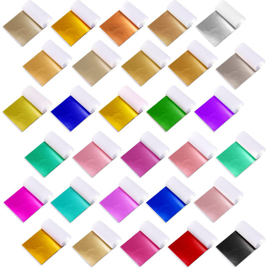 Sadnyy 1500 Sheets 30 Colors Gold Leaf Sheets Gold Foil Imitation Leaf Paper Multi Color Metallic or Arts Decoration Handcrafts Furniture DIY Nails Paintings Wall