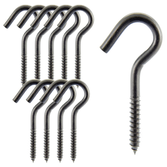 Wright Products Ceiling Hook, 10-Pack, 4.81 inch x .44 inch, Heavy-Duty, Weather Resistant for Indoor or Outdoor Use, for Hanging Plants, Lights, and Decorations - Matte Black