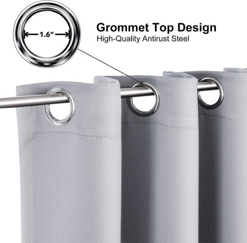 ChrisDowa Small Window Curtains - Grommet Thermal Insulated Room Darkening Panels (Light Grey, 52 x 36 Inch)