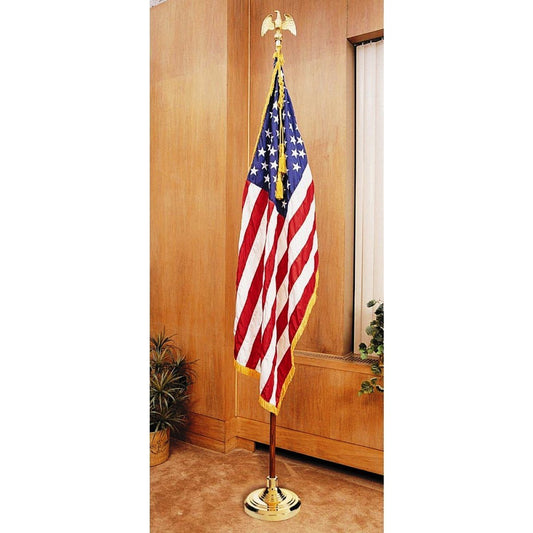 US Flag Factory - American Flag Indoor Display Set with 8 FT Wood Pole - Complete Presentation Set - TOTAL height 105 Inches after assembly
