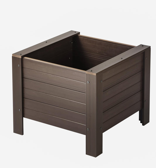 New Age Garden® ECOFLEX Square Planter 24"" - Durable, Walnut Finish - Ideal for Herbs, Flowers, Vegetables - Can Be Painted, Includes 10 Year Limited Manufacturer's Warranty, Brown